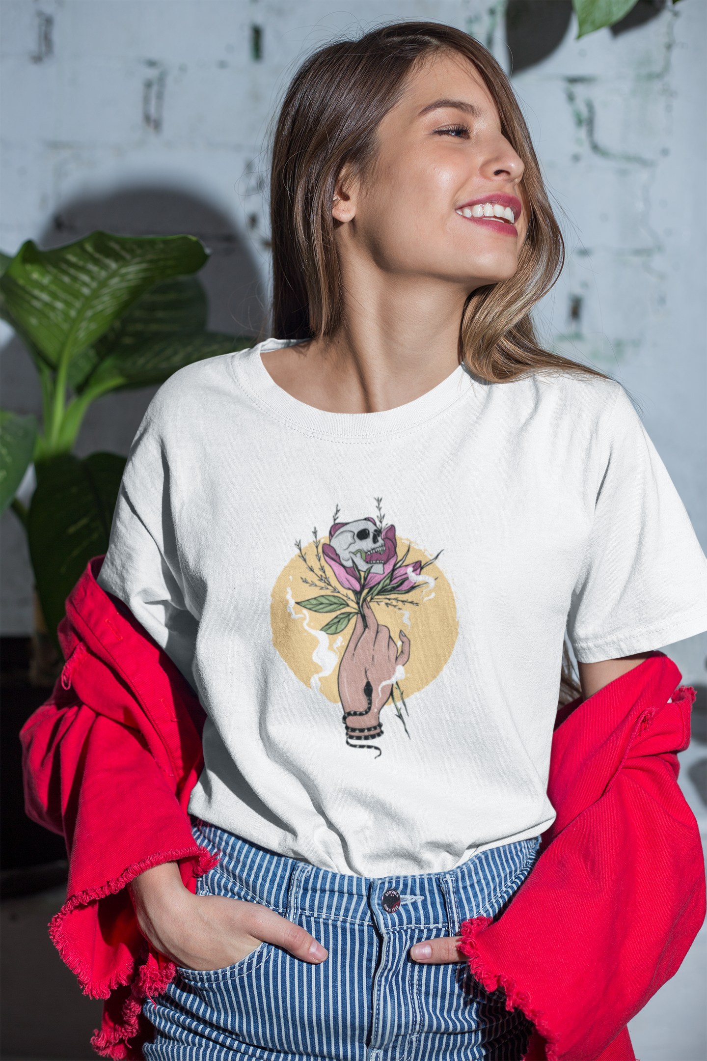 Skull on Flower Unisex T shirt